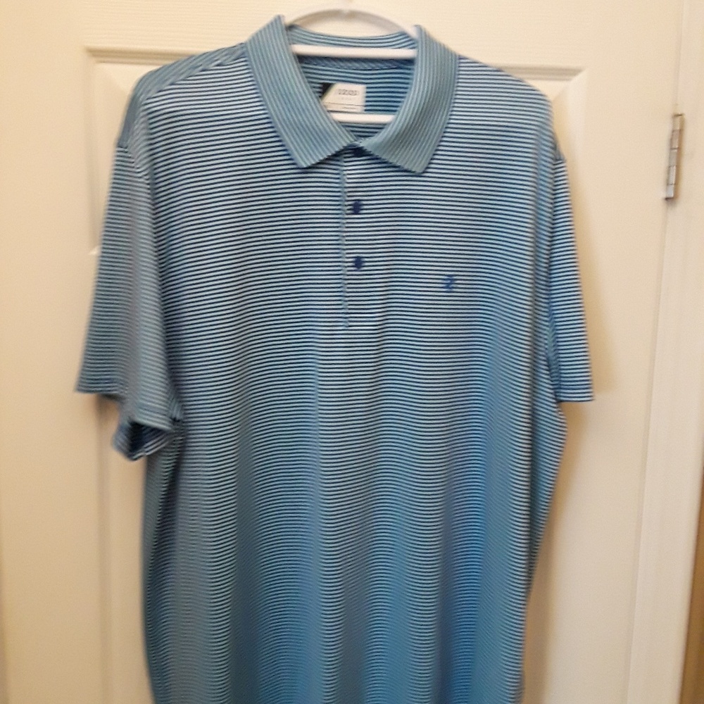 EUC- Men's IZOD GOLF Striped Polo - XXL -Blue/Blue
